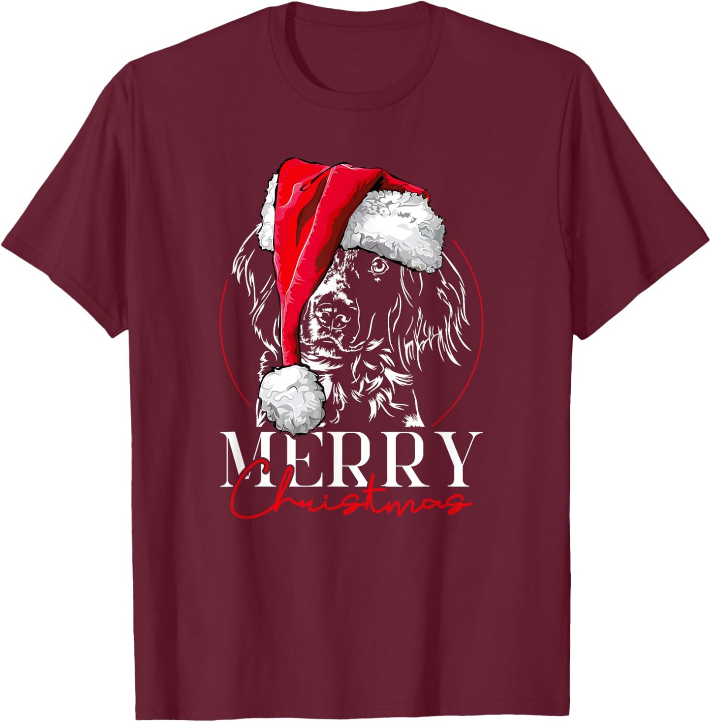 Funny Santa Small Munsterlander Merry Christmas dog mom gift T-Shirt - T-Shirt | Maroon
