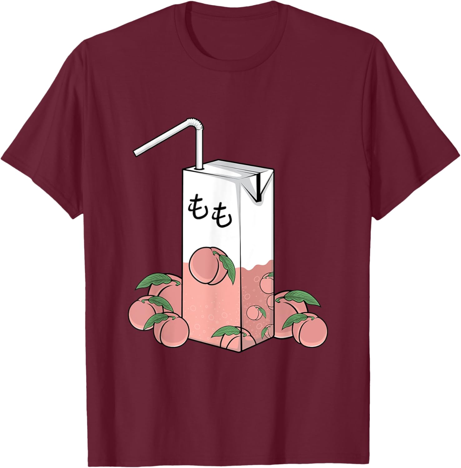 90s Japanese Aesthetic Peach Juice Can Aesthetic T-Shirt - T-Shirt | Maroon