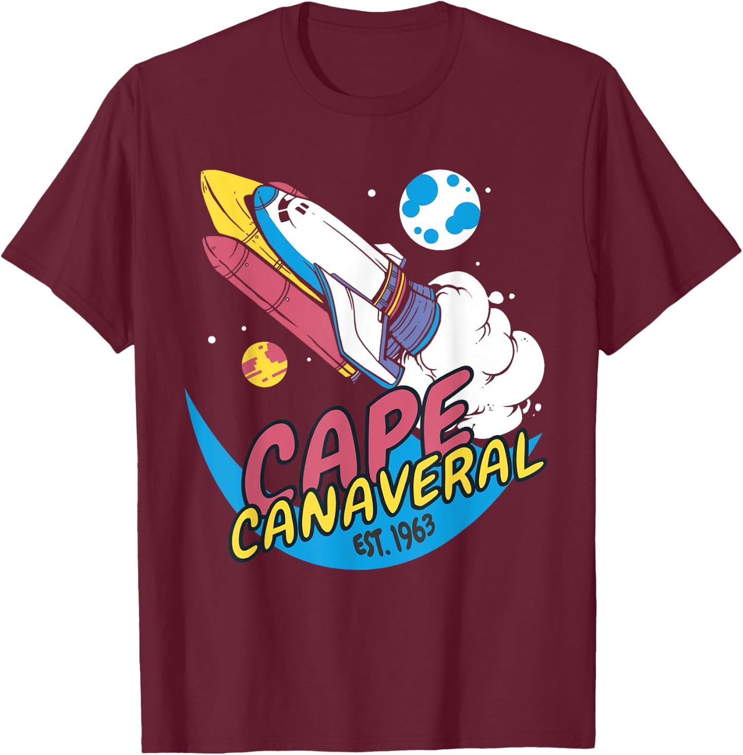 Cape Canaveral Est 1963 Vintage Space Shuttle T-Shirt - T-Shirt | Maroon