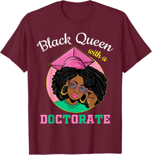 Black Queen With A Doctorate Degree Pink & Green Graduation