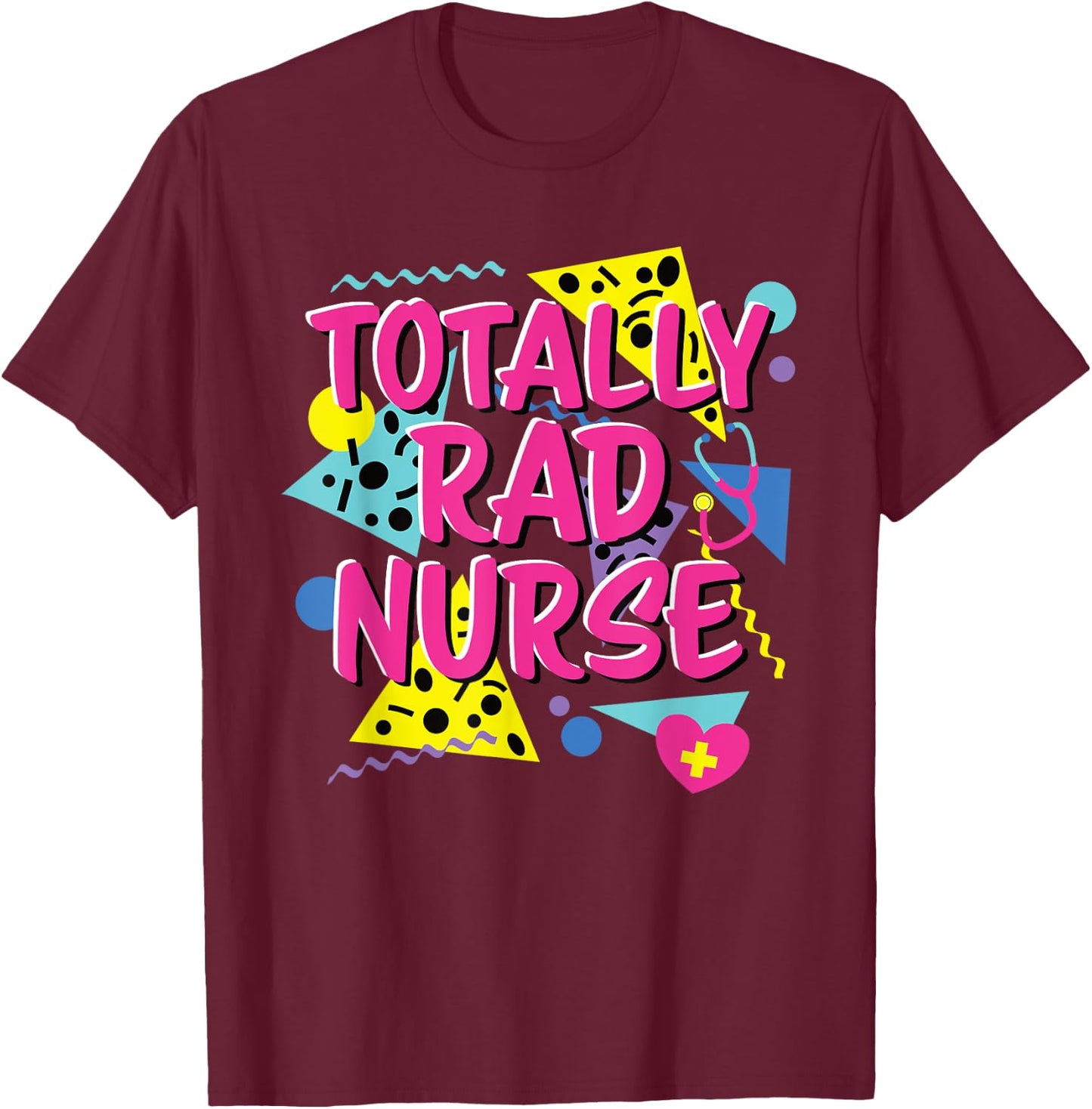 80s 90s Nurse Costume Lazy Halloween Party Theme 1980s 1990s T-Shirt - T-Shirt | Maroon