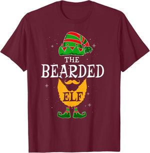 The Bearded Elf Group Matching Family Christmas Daddy Funny T-Shirt - T-Shirt | Maroon