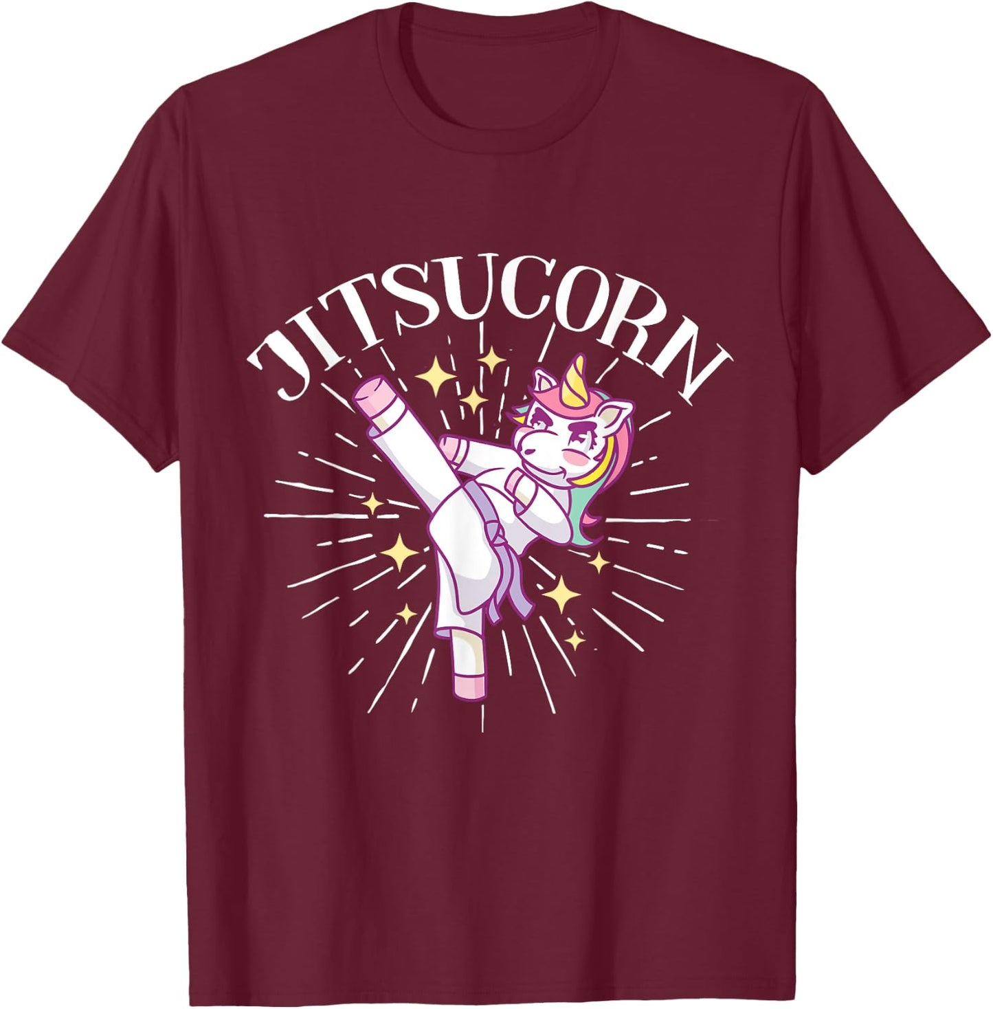 Brazilian Jiu Jitsu MMA Bjj Hugger Unicorn Jitsucorn T-Shirt - T-Shirt | Maroon