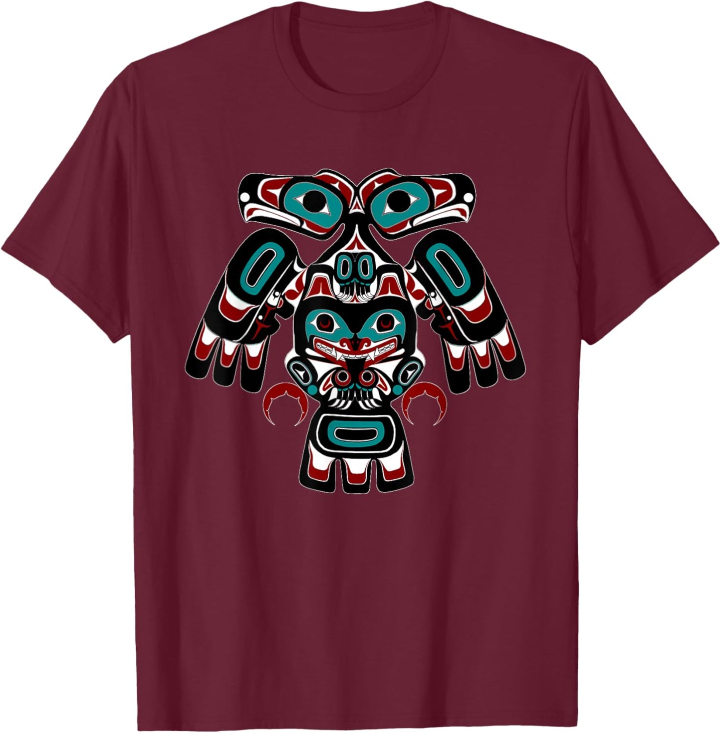 Alaska Native American Indian Tlingit Eagle Bear Clan Spirit T-Shirt - T-Shirt | Maroon