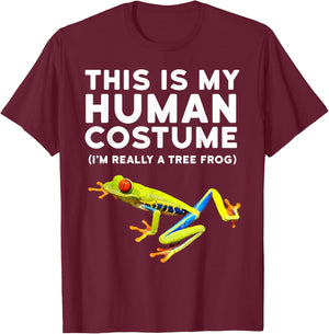 Tree Frog - This is My Human Costume Tree Frog T-Shirt - T-Shirt | Maroon