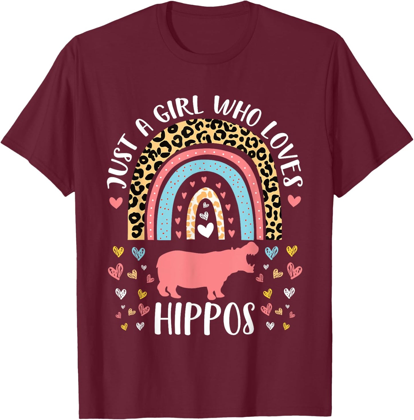 I'm Just A Girl Who Loves Hippos Heart Funny Hippo Lover T-Shirt - T-Shirt | Maroon