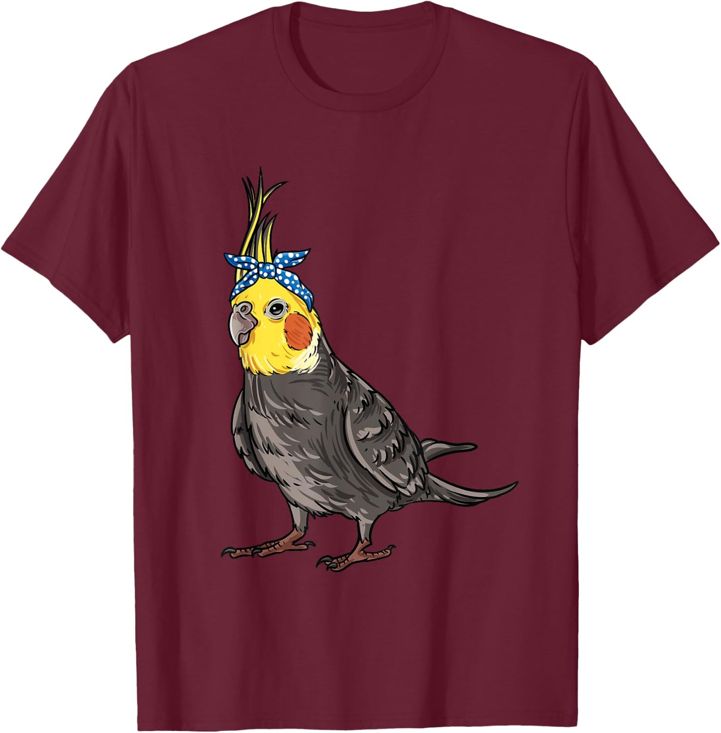 Cockatiel Gift Bird Lovers- Adorable Headband Cockatiel T-Shirt - T-Shirt | Maroon