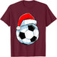 Soccer Christmas Funny Santa Hat Ball Sports Men Kids Boys T-Shirt - T-Shirt | Maroon