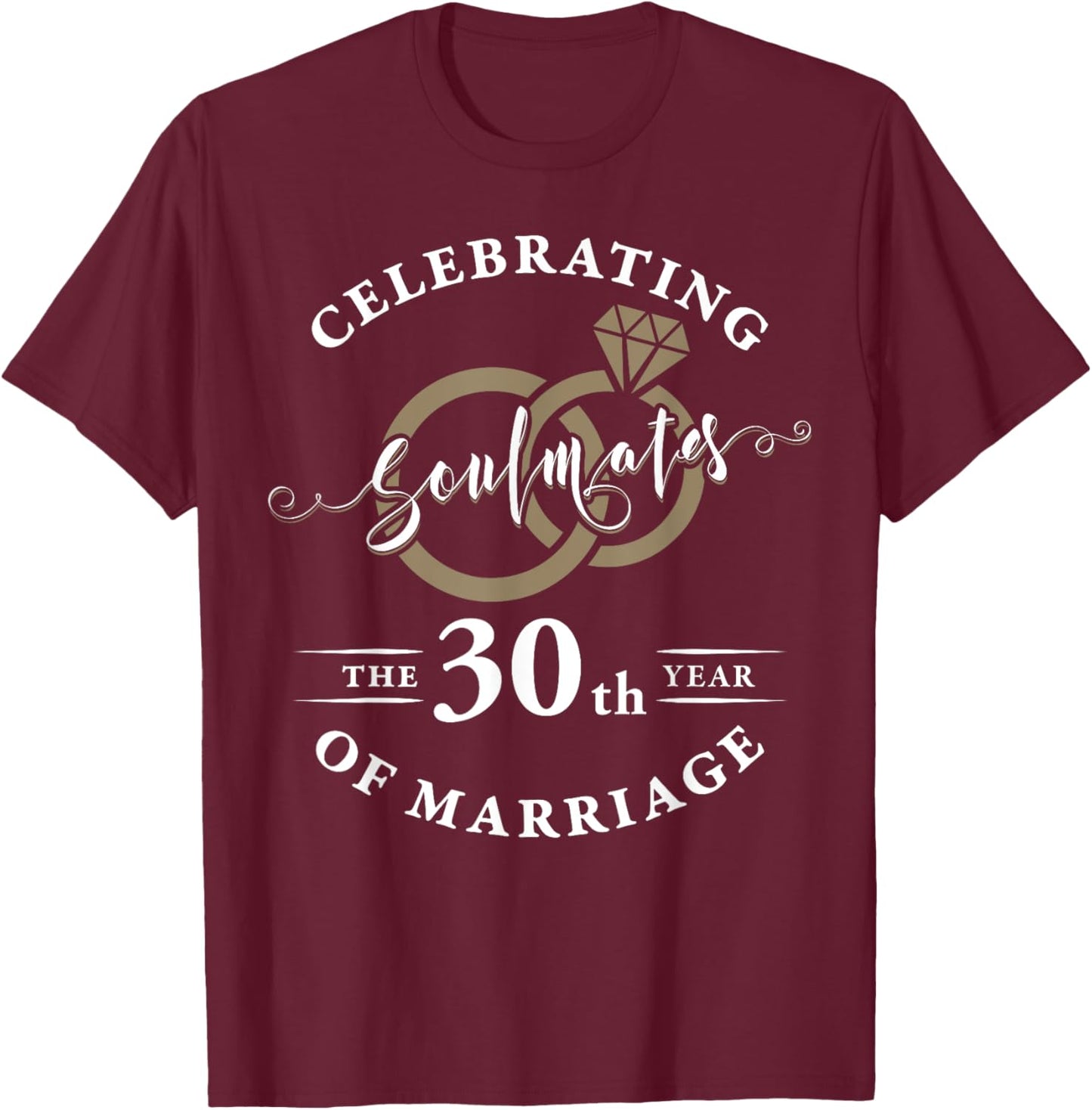 30 Year 30th Wedding Anniversary Husband Wife Married Couple T-Shirt - T-Shirt | Maroon