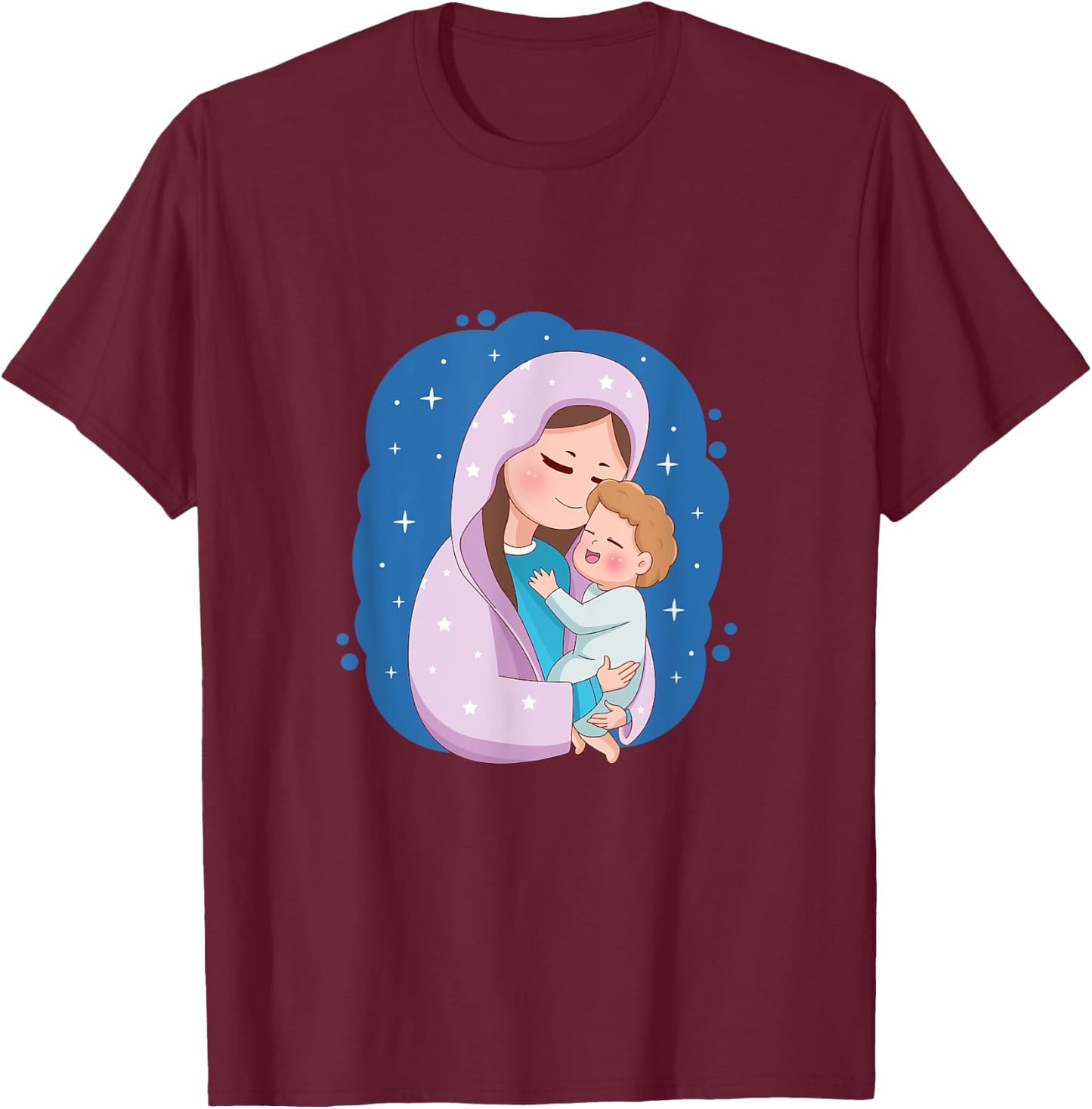 Virgin Mary and Holy Child T-Shirt - T-Shirt | Maroon