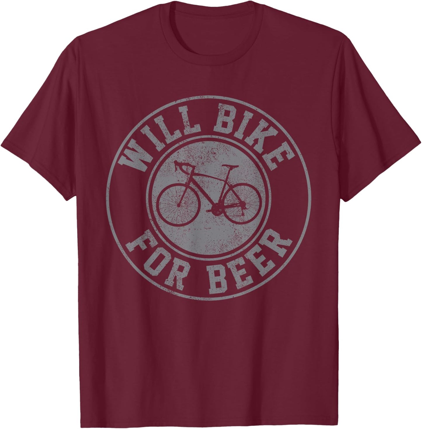 Bicycle Shirt – Road Bike Beer Funny Road Cyclist Gift T-Shirt - T-Shirt | Maroon