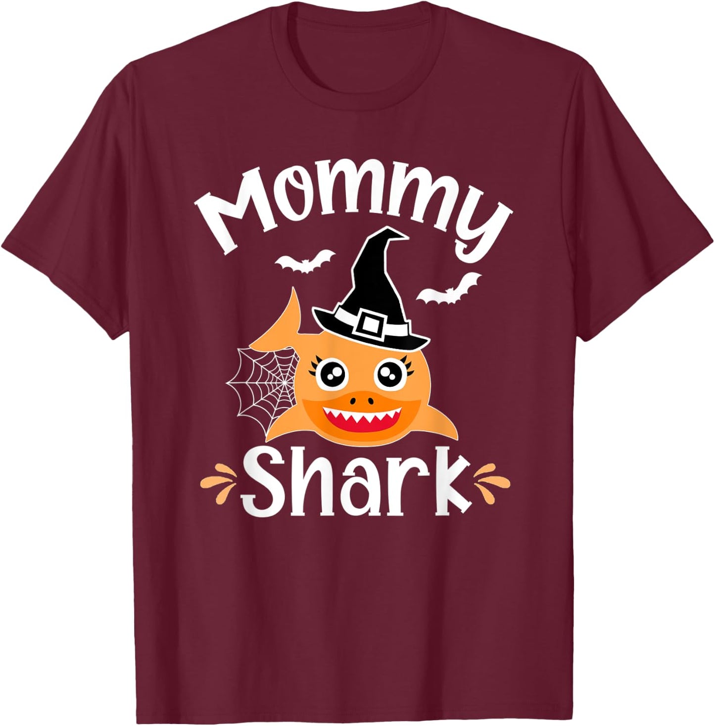 Mommy Shark Funny Halloween Mommy Announcement T-Shirt - T-Shirt | Maroon