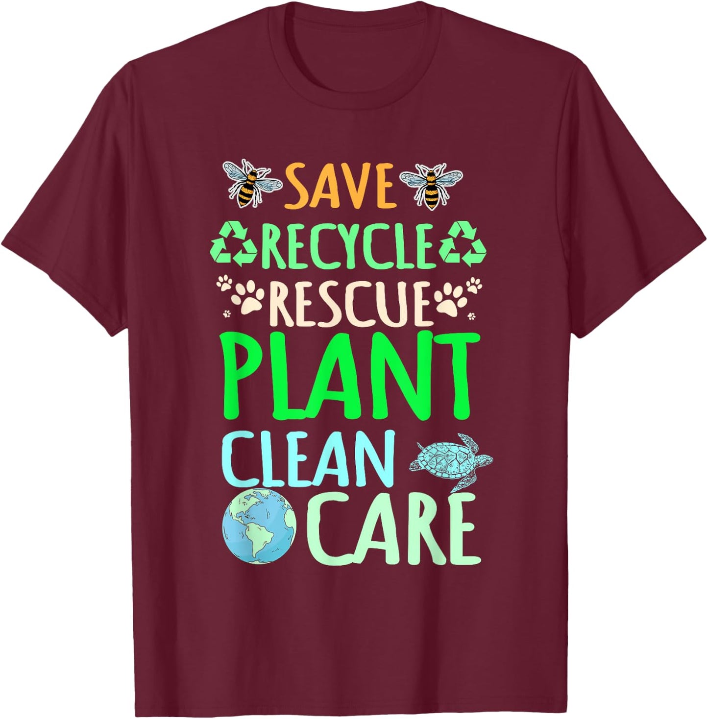 Recycling Environmentalist Recycle Earth Day Rescue Plant T-Shirt - T-Shirt | Maroon