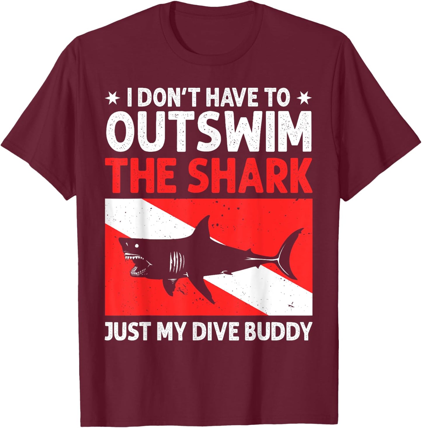 Funny Scuba Diving Design Women Shark Diving Buddy T-Shirt - T-Shirt | Maroon