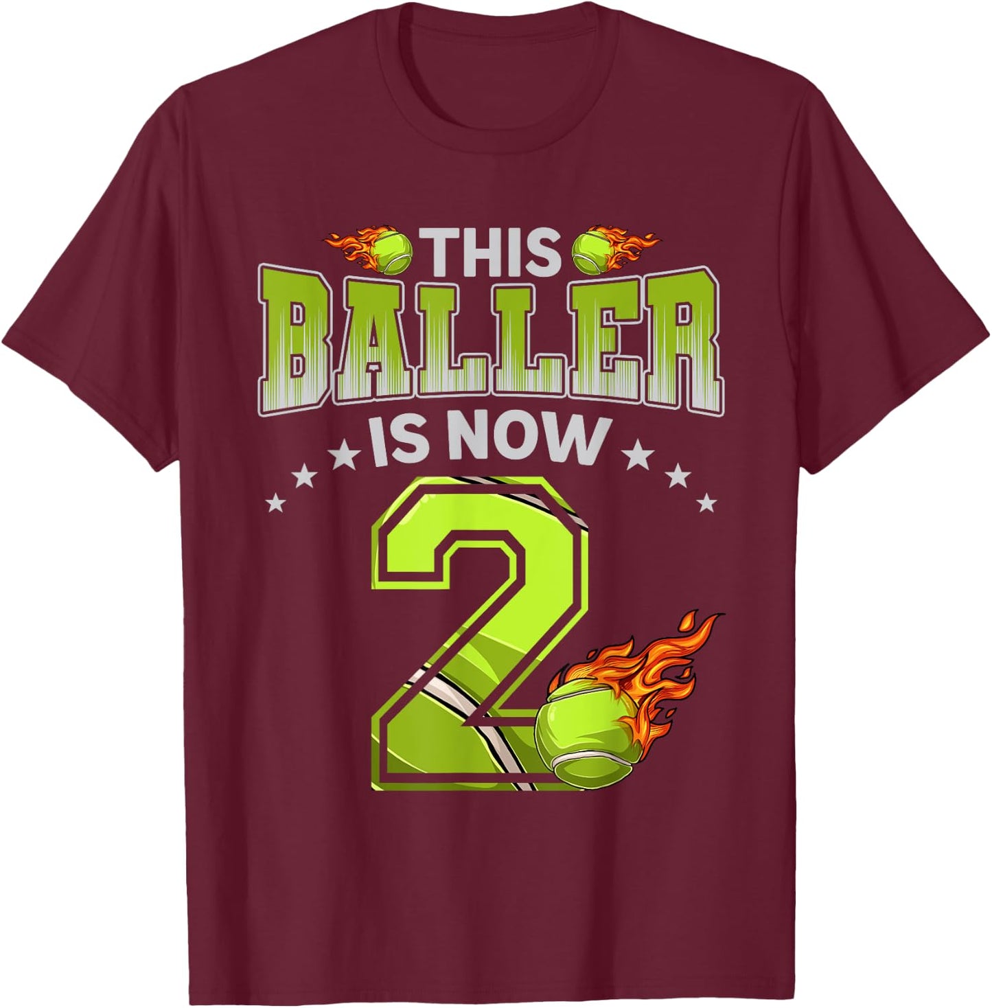 2nd Birthday Boys Tennis Player Gifts 2 Years Old Kids Boy T-Shirt - T-Shirt | Maroon