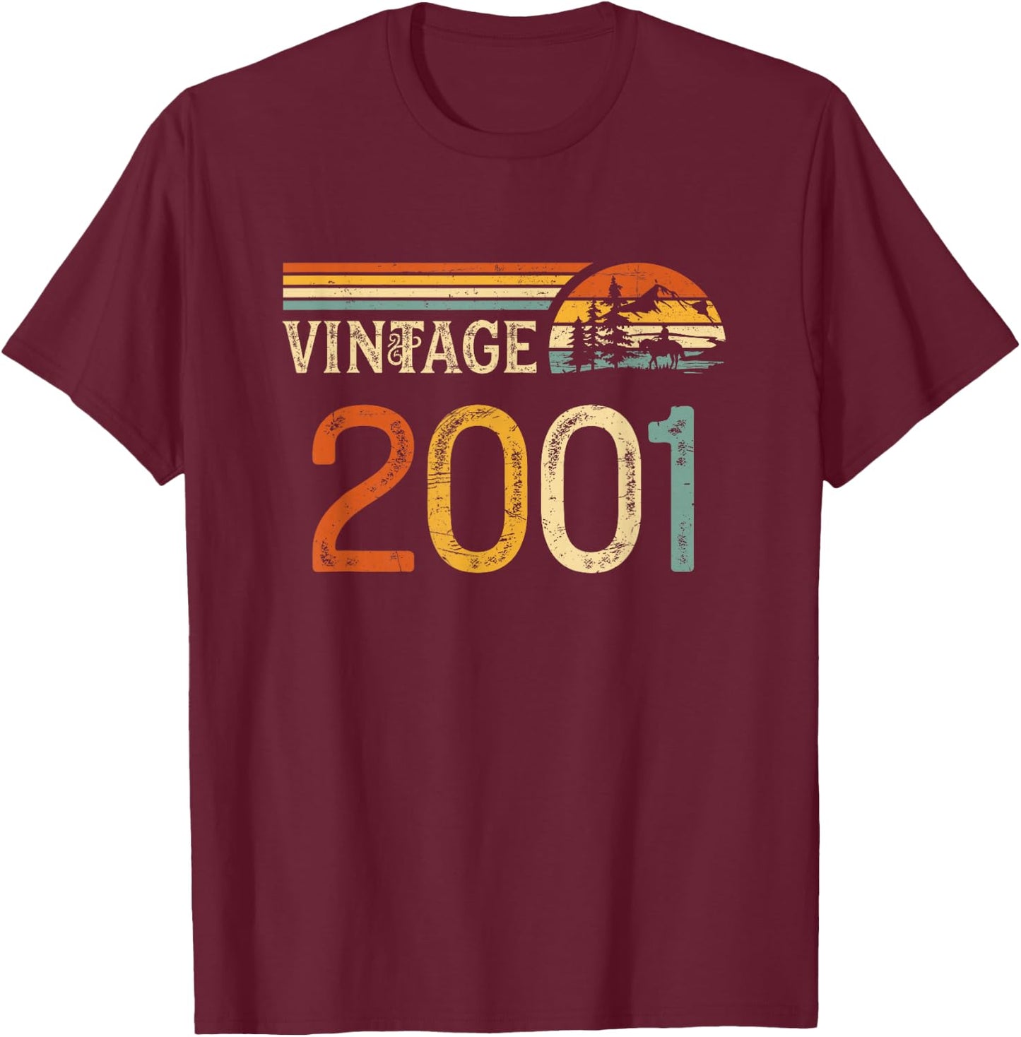 Vintage Made in 2001 - 24th Birthday 24 years old Men Women T-Shirt - T-Shirt | Maroon