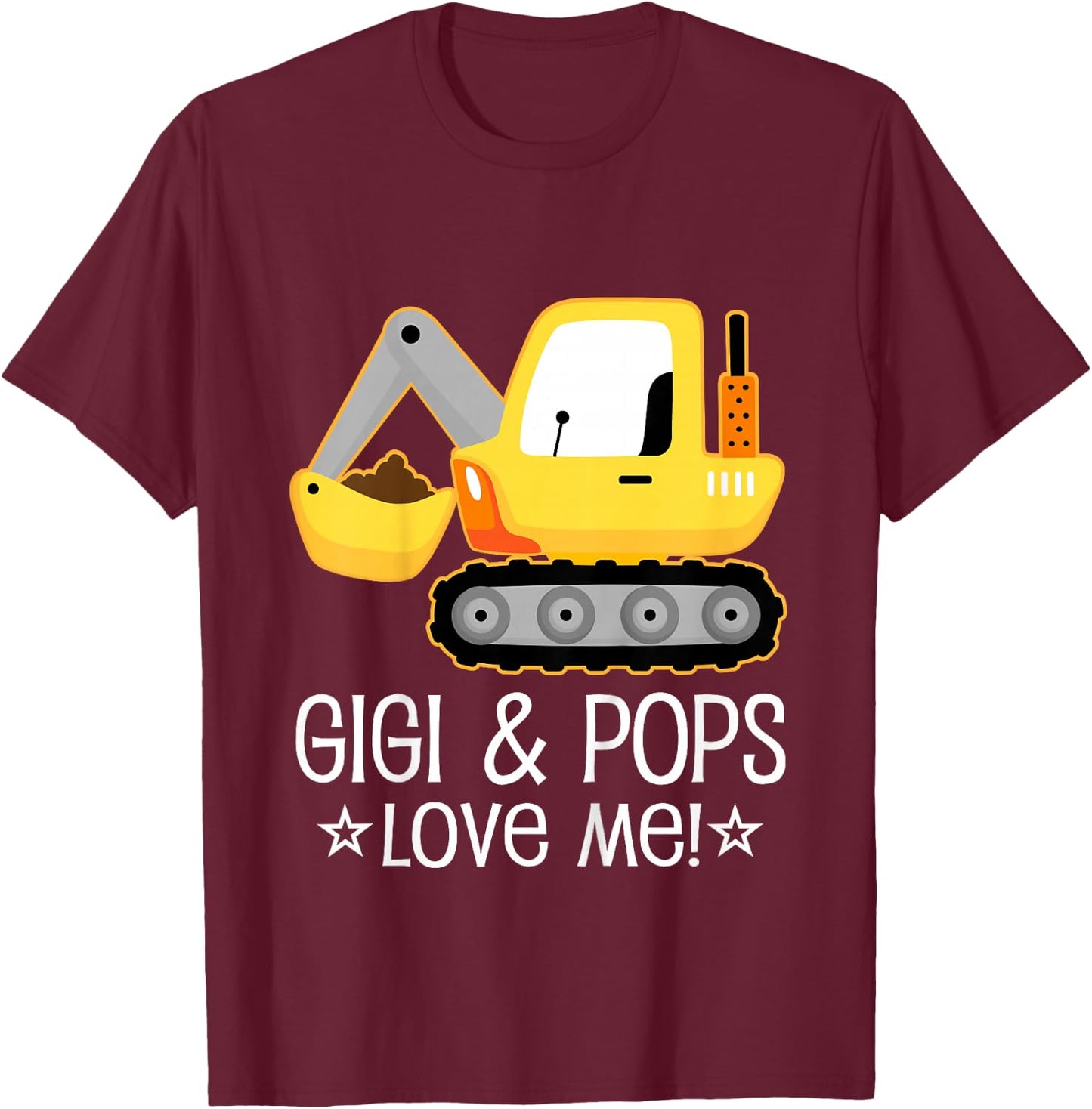 Kids Gigi and Pops Grandson Construction Truck T-Shirt - T-Shirt | Maroon