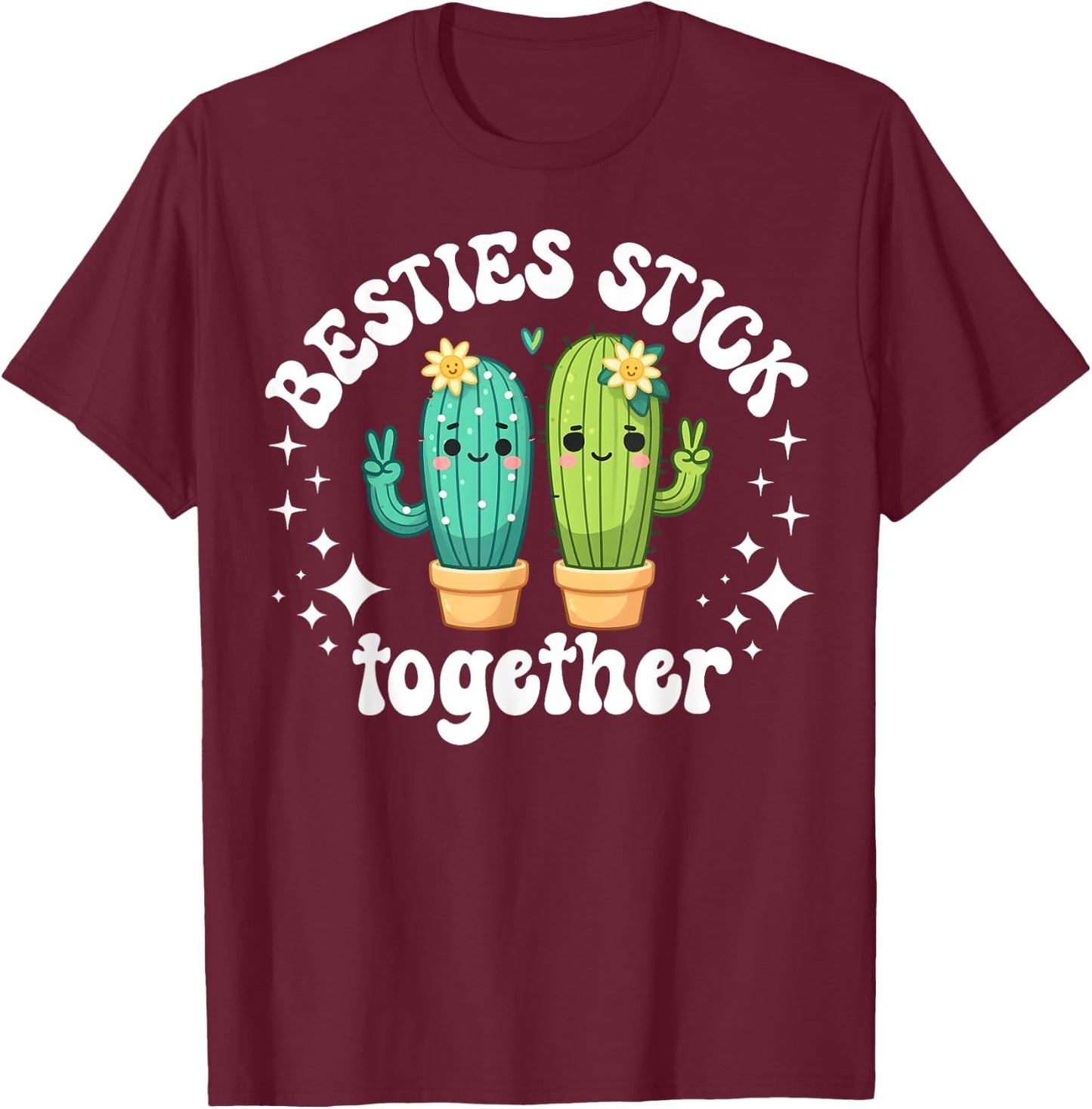 Best Friend Cactus Matching Bestie Girls Tweens BFF Cute Pun T-Shirt - T-Shirt | Maroon