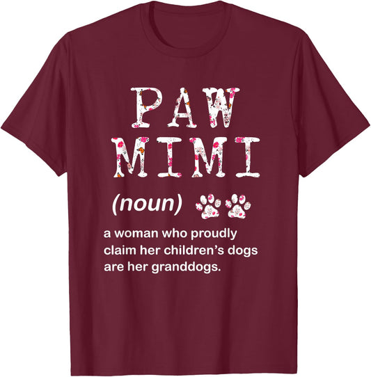 Paw Mimi Dog Grandma Women For Christmas Mother's Day T-Shirt - T-Shirt | Maroon