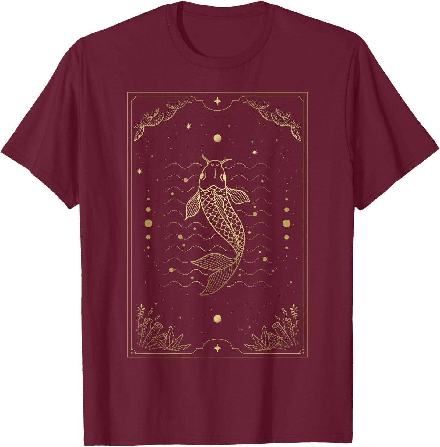 Fish In Tarot Cards T-Shirt - T-Shirt | Maroon