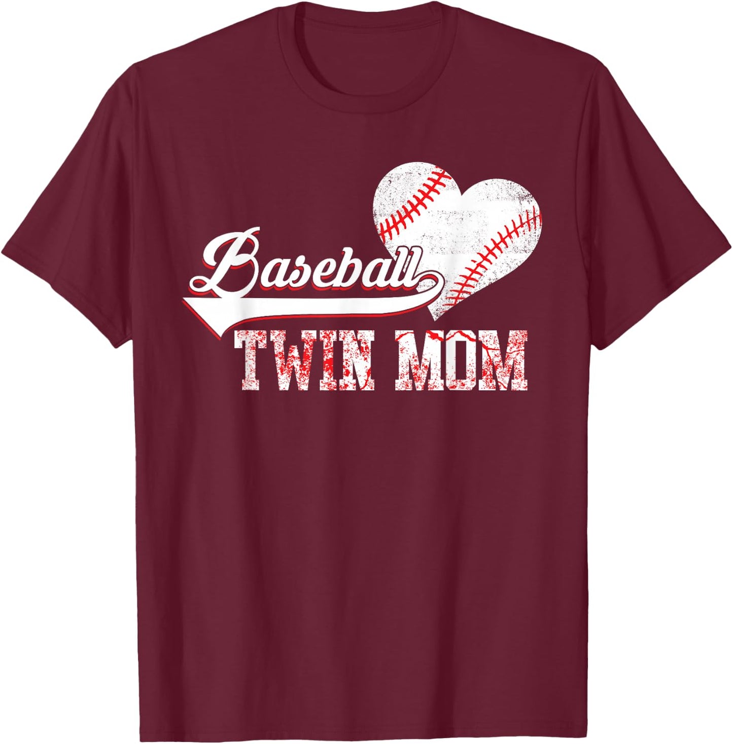 Family Baseball Player Baseball Twin Mom Vintage Christmas T-Shirt - T-Shirt | Maroon