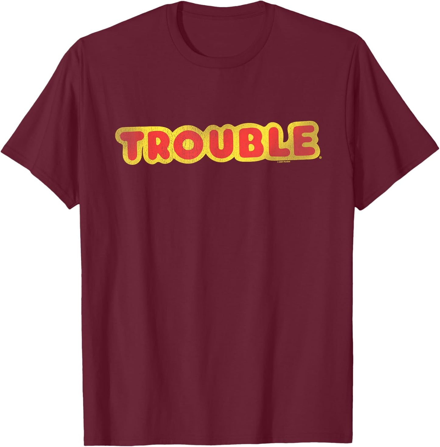Trouble Distressed Bubble Logo T-Shirt - T-Shirt | Maroon