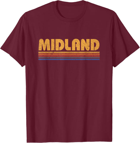Midland Retro Style Vintage T-Shirt - T-Shirt | Maroon