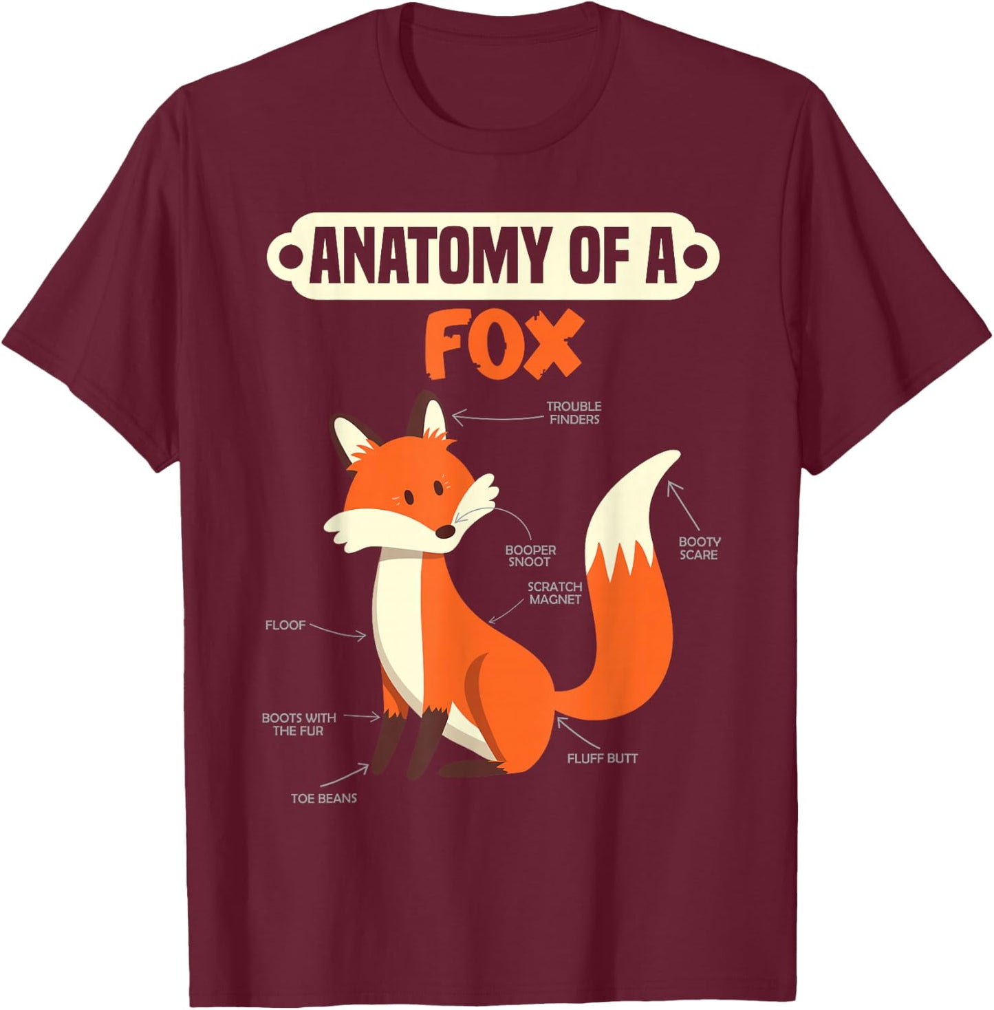 Anatomy of a fox T-Shirt - T-Shirt | Maroon