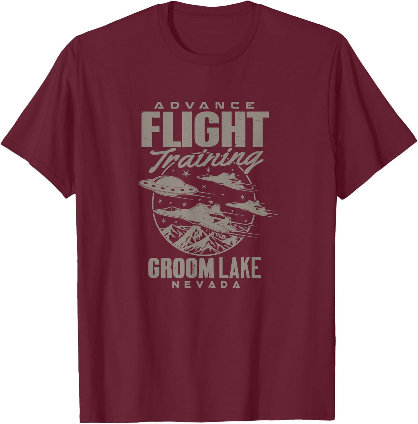 Area 51 UFO Groom Lake Advance Flight training T Shirt T-Shirt - T-Shirt | Maroon