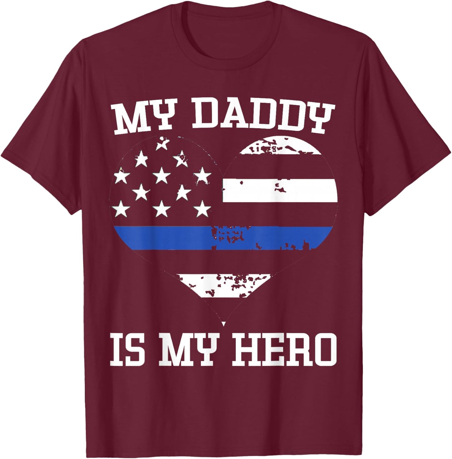 Thin Blue Line Heart Flag Police Officer Support Shirt T-Shirt - T-Shirt | Maroon