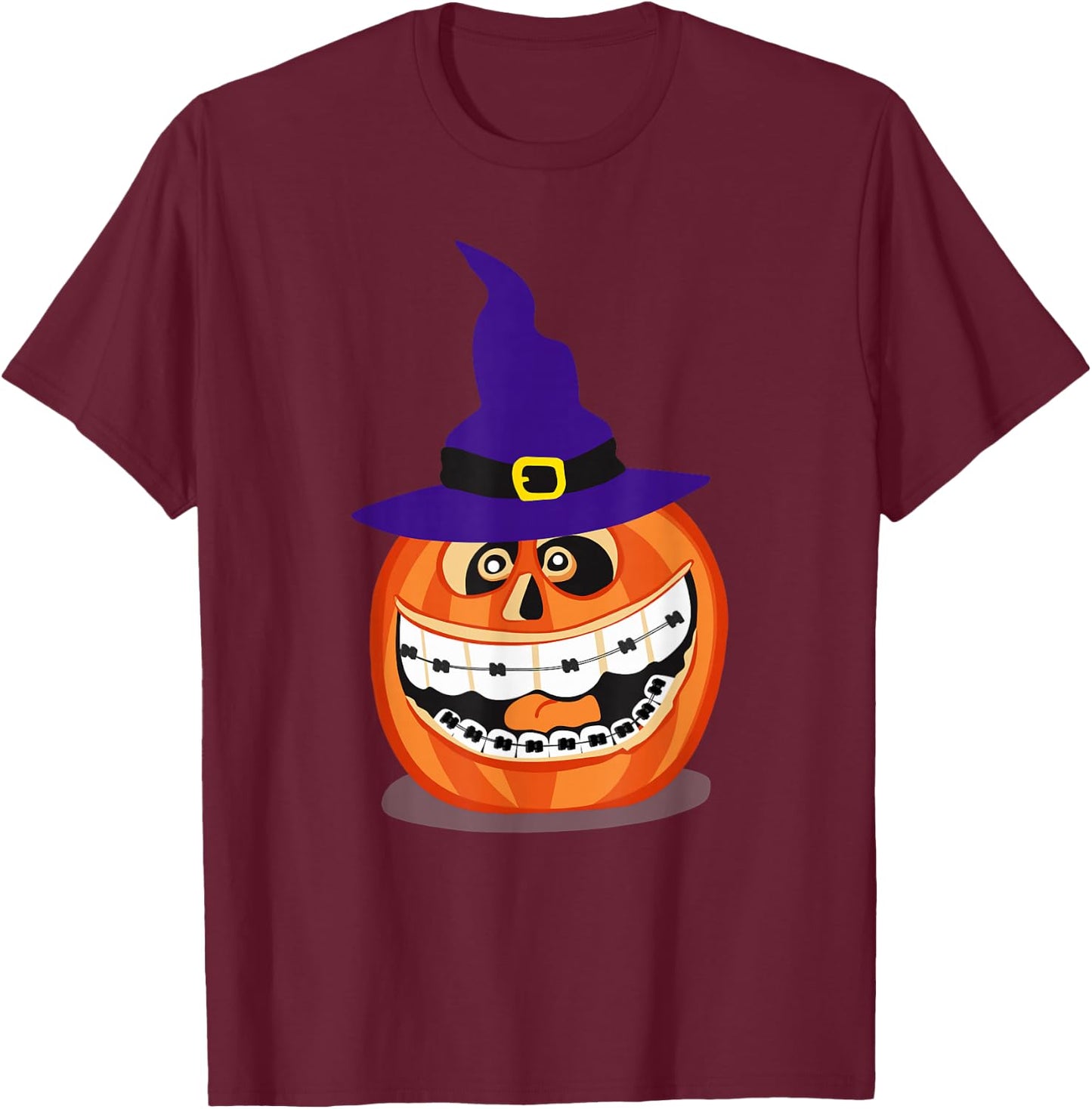 Funny Halloween Dentist Costume Teeth Pumpkin Dental T-Shirt - T-Shirt | Maroon