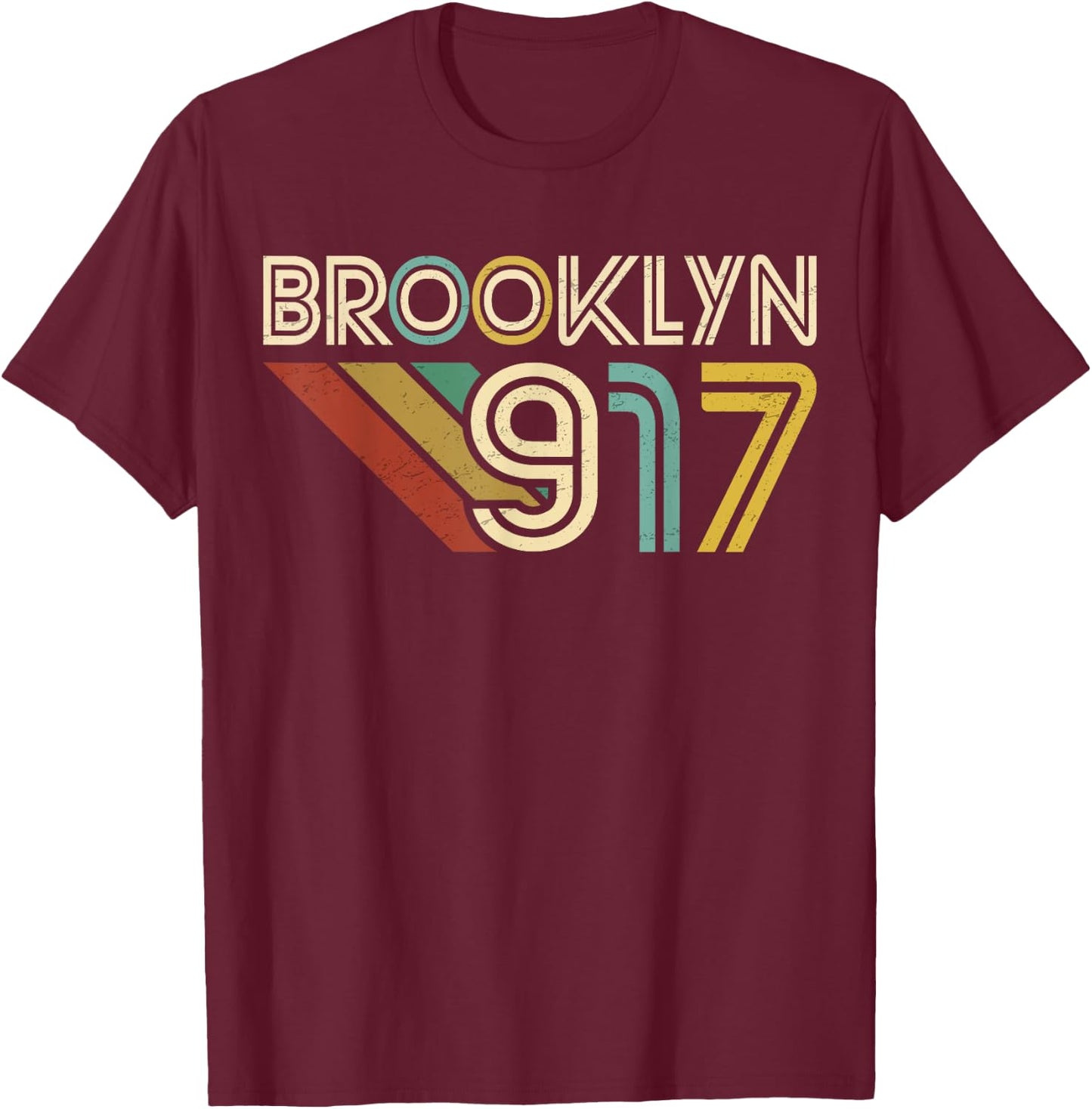 Brooklyn 917 New York City State Area Code, Vintage Brooklyn T-Shirt - T-Shirt | Maroon