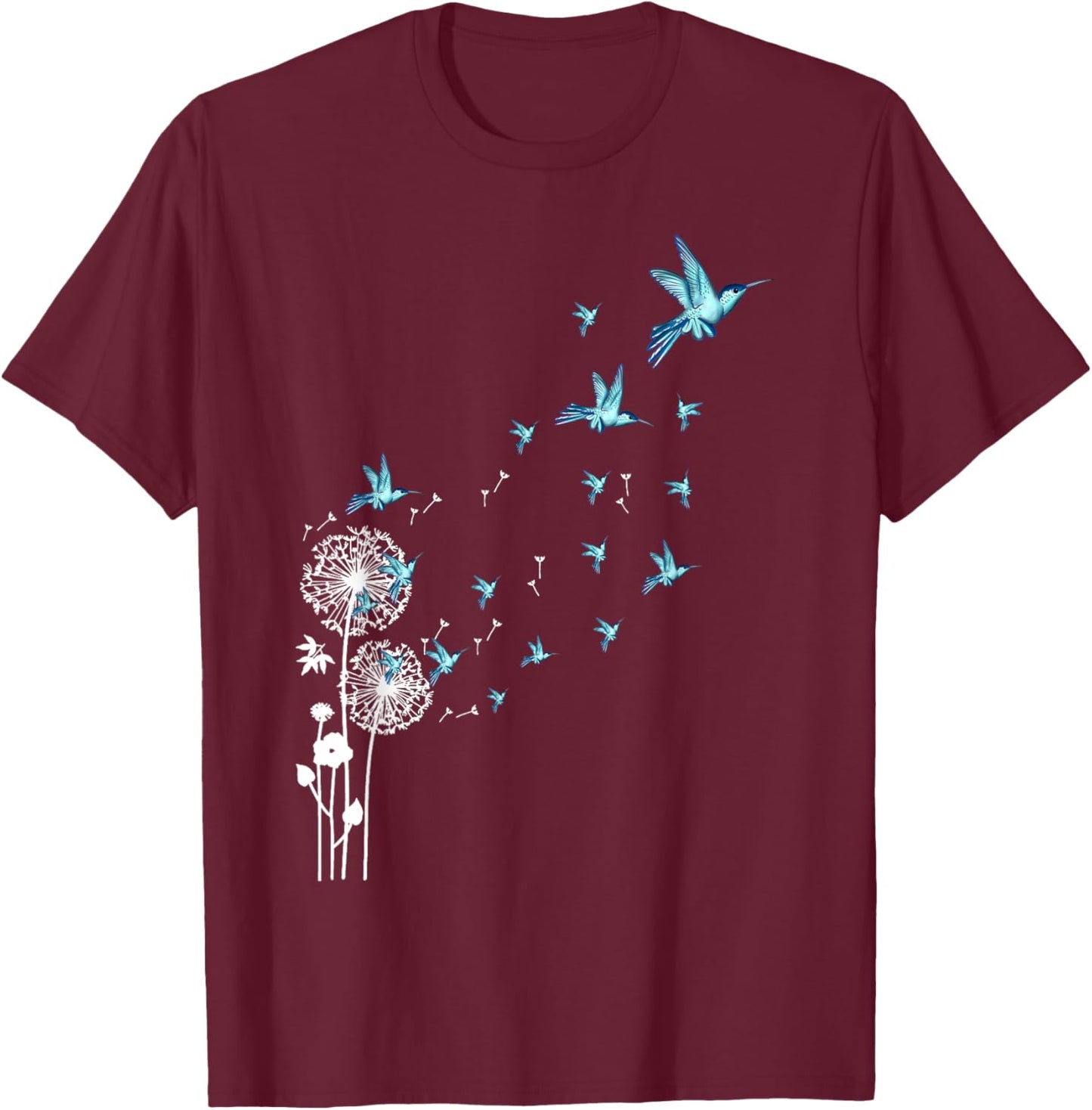 Cute Dandelion hummingbird bird motif bird of paradise T-Shirt - T-Shirt | Maroon