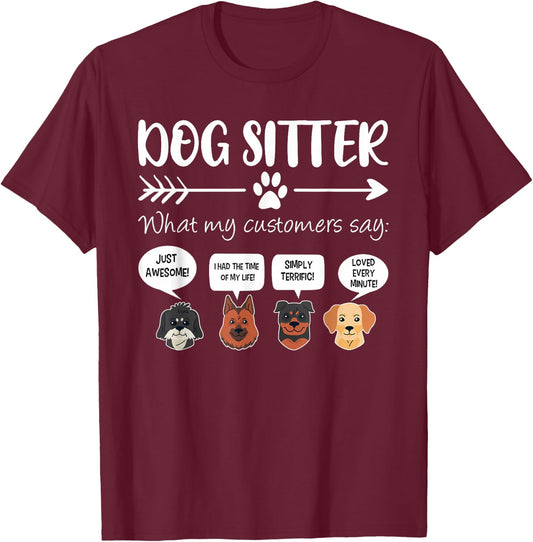 Dog Sitter Dog Sitter Gift Funny Dog Faces Dog-Sitter T-Shirt - T-Shirt | Maroon