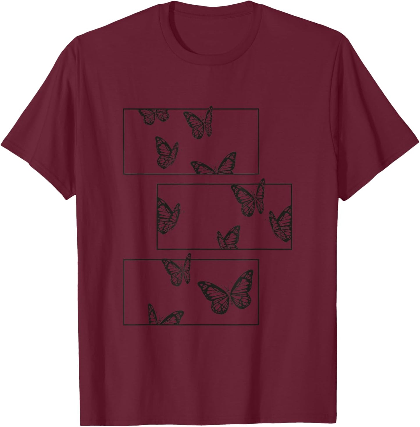 Goth Butterfly Grunge Fairycore Aesthetic T-Shirt - T-Shirt | Maroon