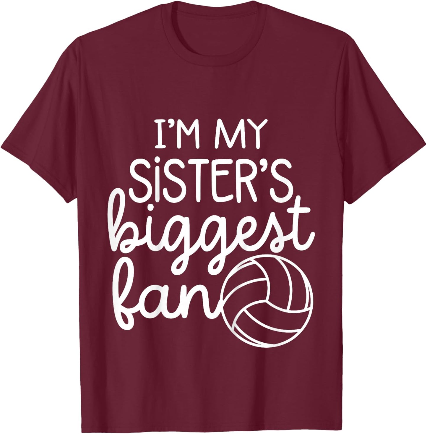 Volleyball Big Sisters Biggest Fan Baby Toddler Boys Girls T-Shirt - T-Shirt | Maroon