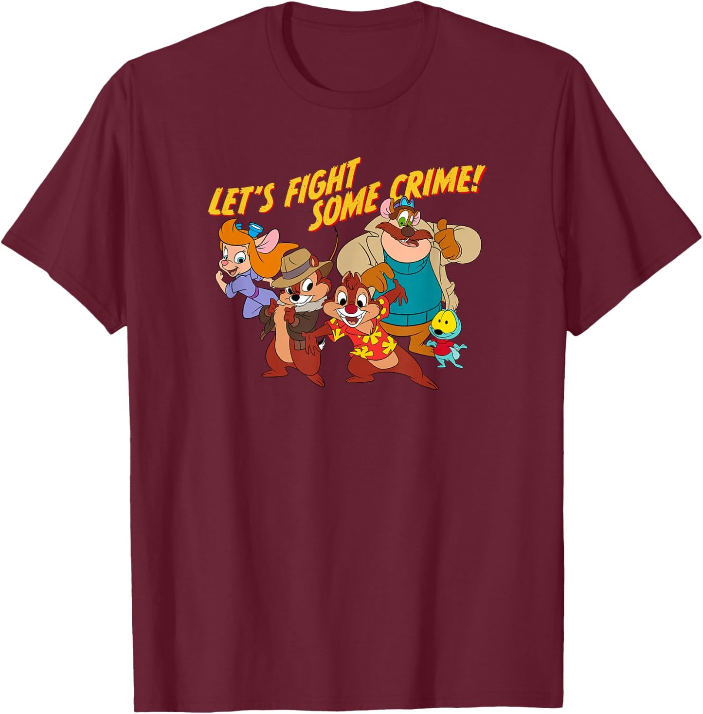 Disney Chip 'n' Dale Rescue Rangers Group Shot Let's Fight T-Shirt - T-Shirt | Maroon