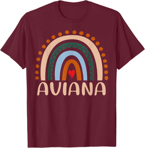 Aviana Name Personalized Funny Women Rainbow Aviana T-Shirt - T-Shirt | Maroon