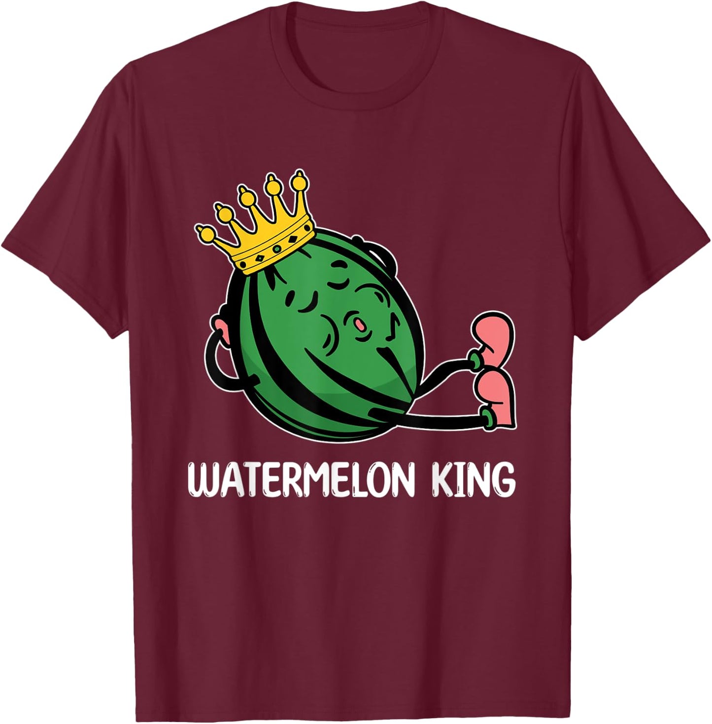Cool Watermelon King Design T-Shirt - T-Shirt | Maroon
