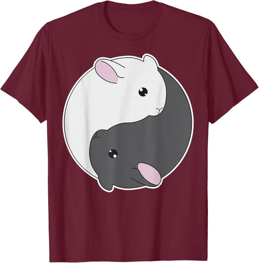Chinchilla Yin Yang Mandala Taijitu Spiritual Zen Yoga T-Shirt - T-Shirt | Maroon