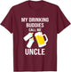 Uncle of Twins Drinking Buddies Twin Nephew Niece T-Shirt - T-Shirt | Maroon