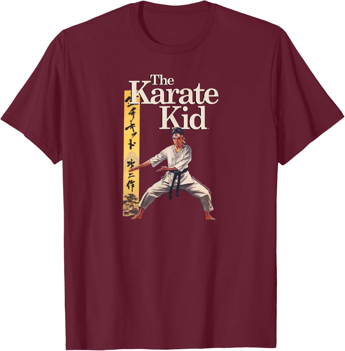 The Karate Kid Chop Vintage Painted Poster Movie T-Shirt - T-Shirt | Maroon