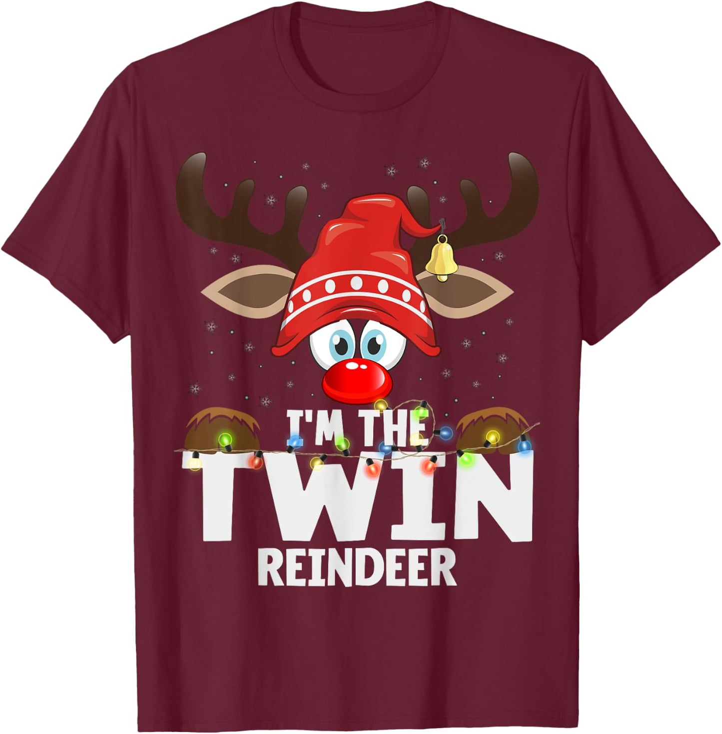 Christmas Matching I'm The Twin Reindeer T-Shirt - T-Shirt | Maroon