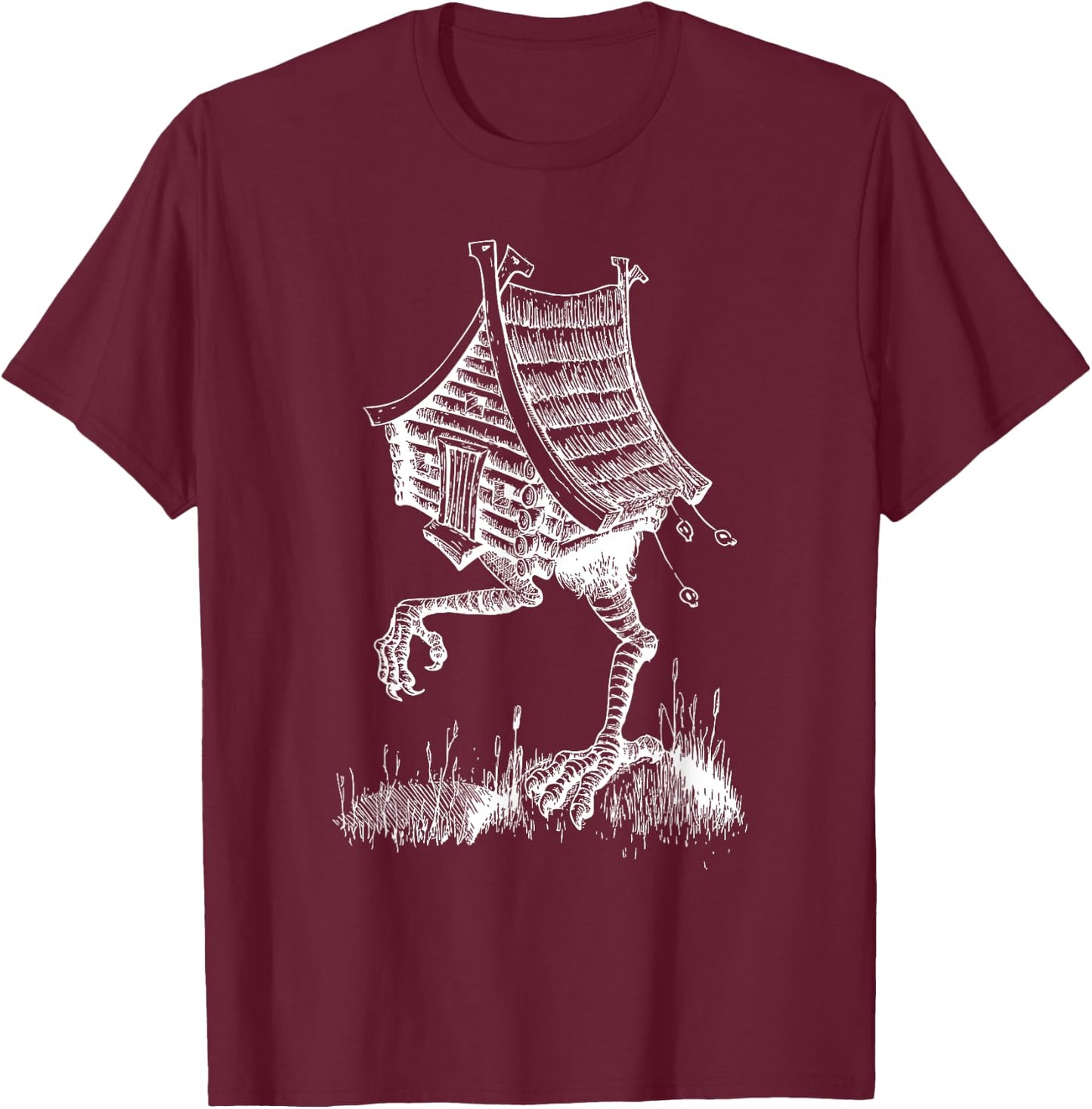 House of Baba Yaga Slavic Folklore Russia Fairy Tale Art T-Shirt - T-Shirt | Maroon