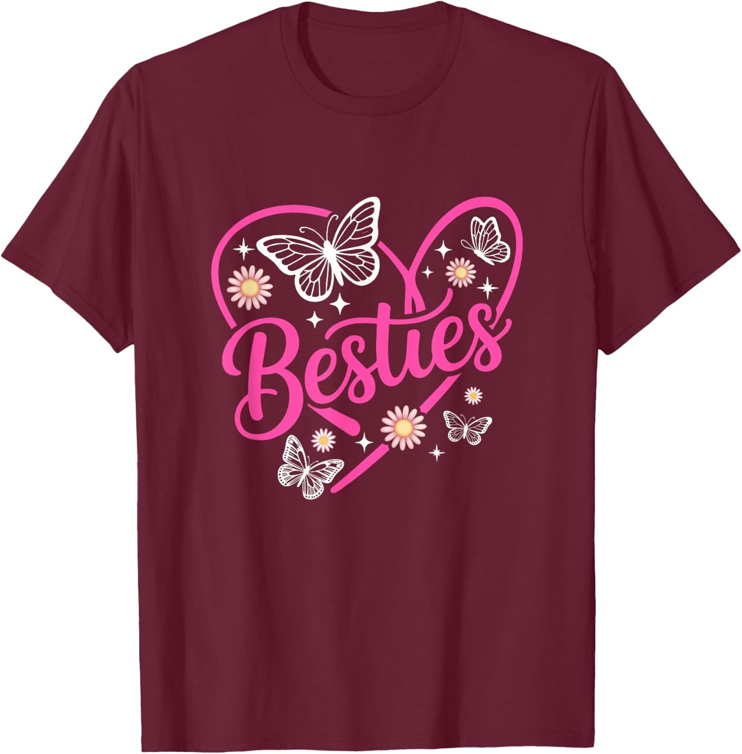 Besties Bff Bestfriends Heart Matching Girls Friends Bestie T-Shirt - T-Shirt | Maroon