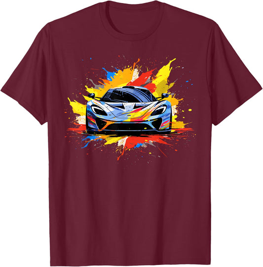Supercar Exotic Sports Car Concept Poster Style Boys Graphic T-Shirt - T-Shirt | Maroon