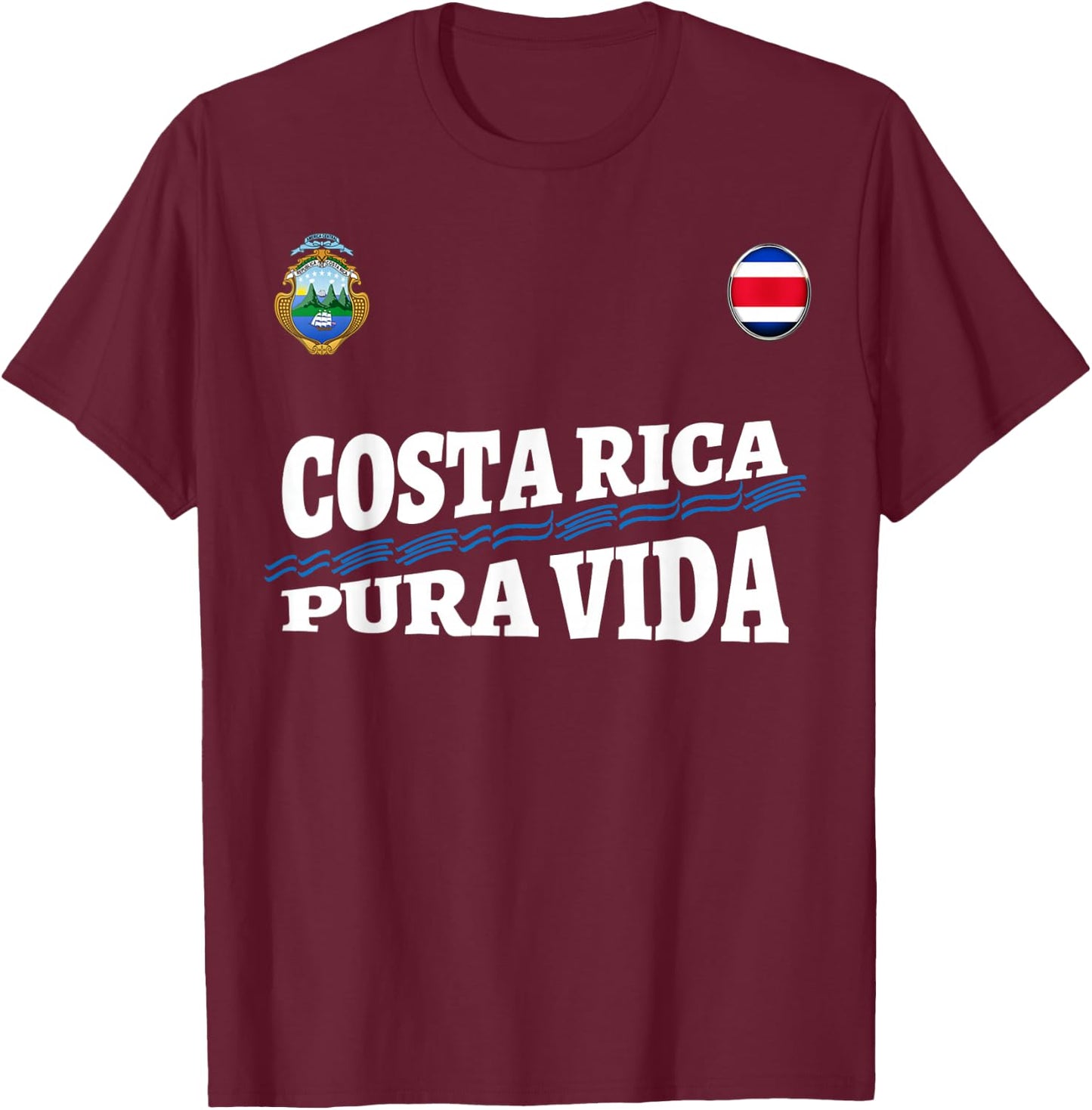 Costa Rica Pura Vida Shirt-Travel-Jersey Flag T Shirt T-Shirt - T-Shirt | Maroon