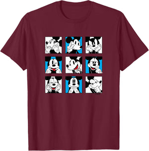 Mickey Mouse - Expressions Grid T-Shirt - T-Shirt | Maroon