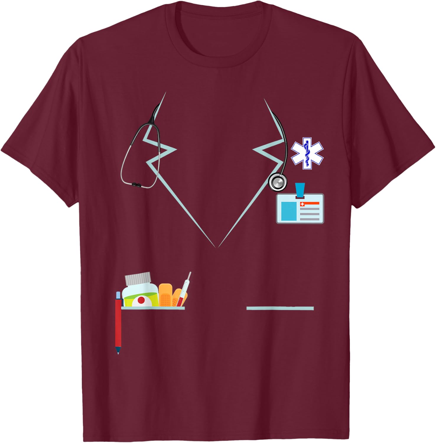 Nurse Costume Funny Lab Coat Uniform Men T-Shirt - T-Shirt | Maroon