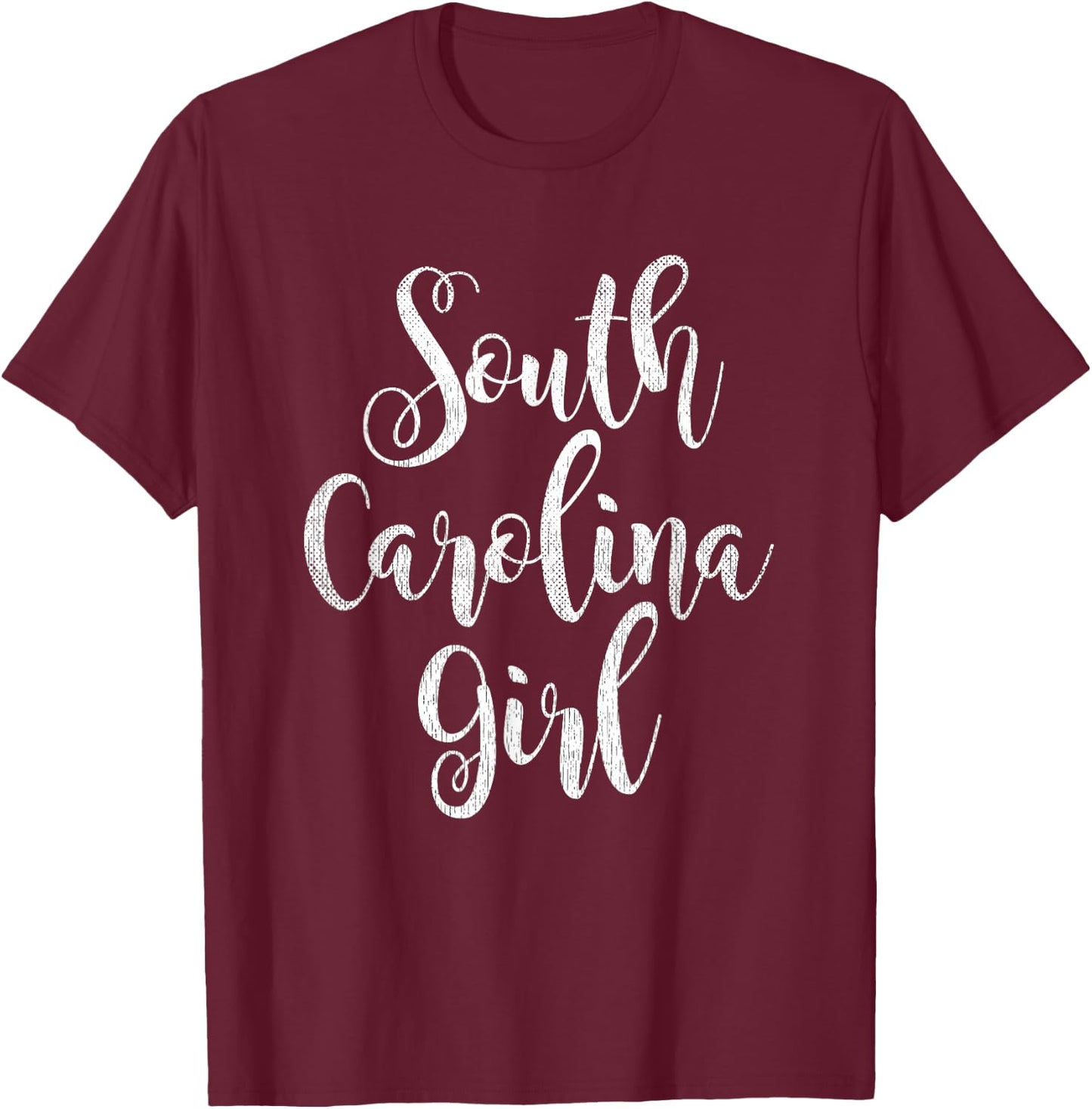 Distressed SC Women Cute South Carolina Girl T-Shirt - T-Shirt | Maroon